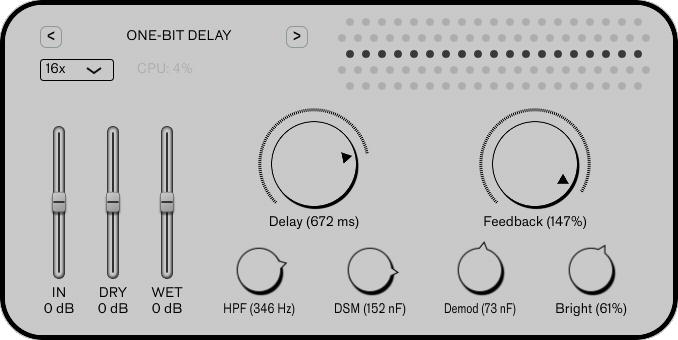 One-Bit Delay plugin interface
